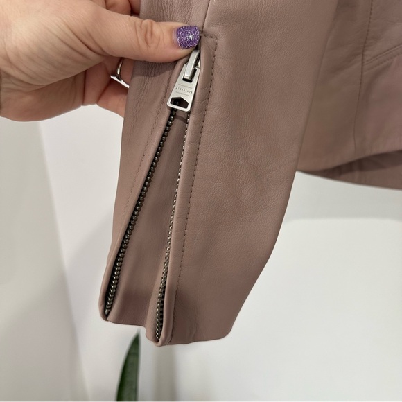 NEW All Saints Dalby Pink Leather Moto Biker Jacket - Picture 8 of 8